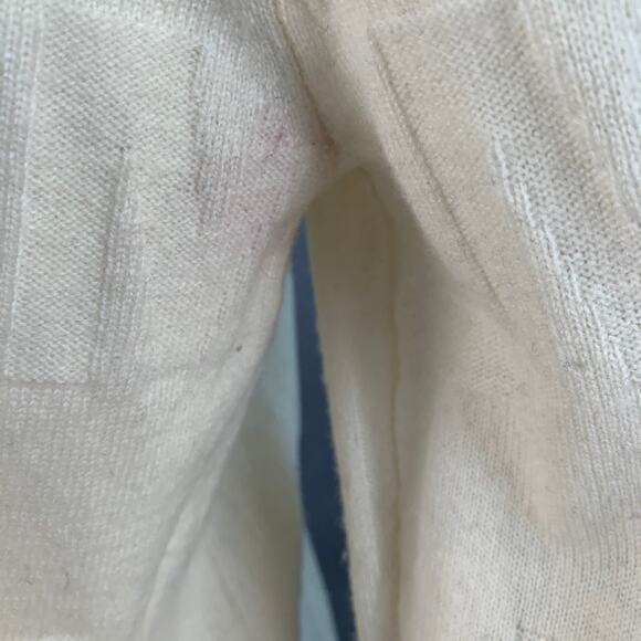 MR TURK Size XL Cream Monogram Merino Wool Crew Neck Pullover - Picture 6 of 9